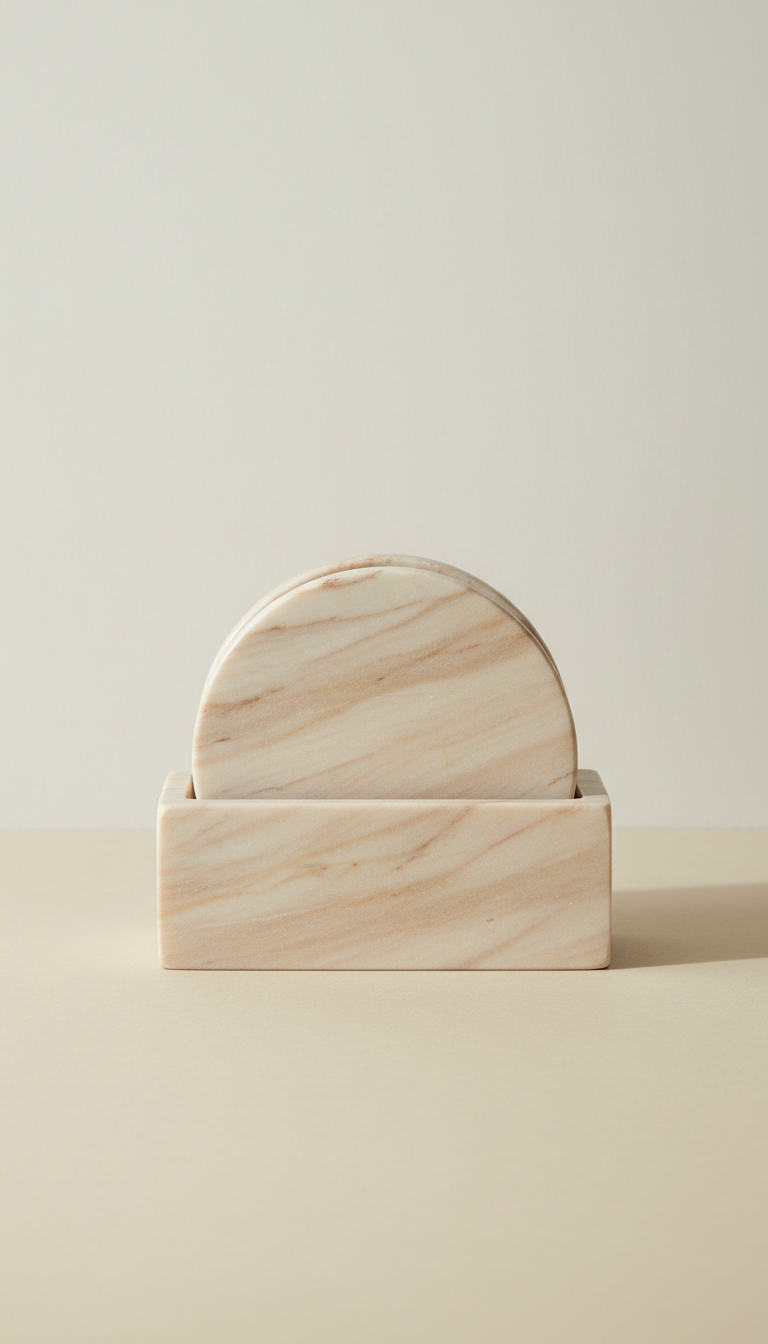 Marble Coaster Set with Veined Pattern