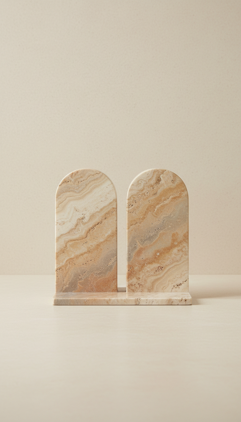 Minimalist Travertine Bookends